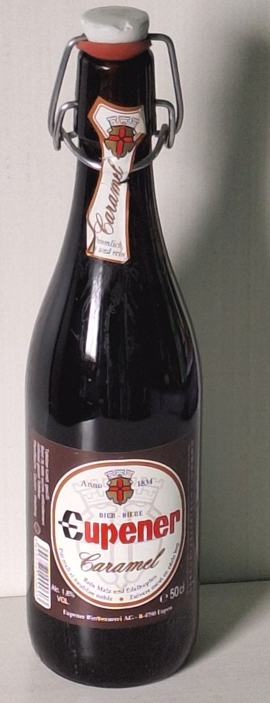 Ancienne bouteille "Eupener Bier" bière au caramel (remplie), Collections, Enlèvement ou Envoi, Neuf, Bouteille(s), Autres marques