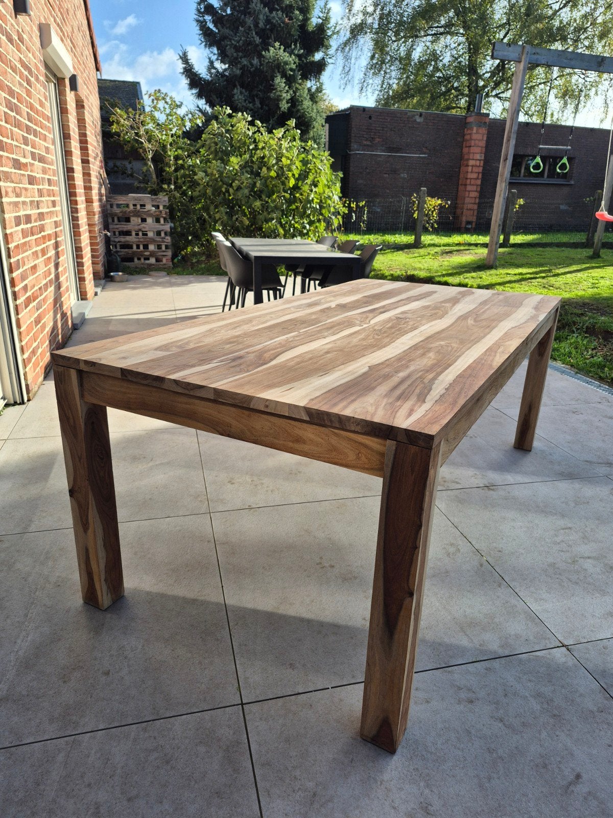 Massief teak eettafel en 6 stoelen in renaissance stijl, Huis en Inrichting, Ophalen, Gebruikt