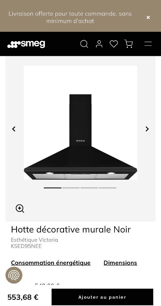 Hotte Smeg, Electroménager, Enlèvement, Comme neuf, Hotte murale