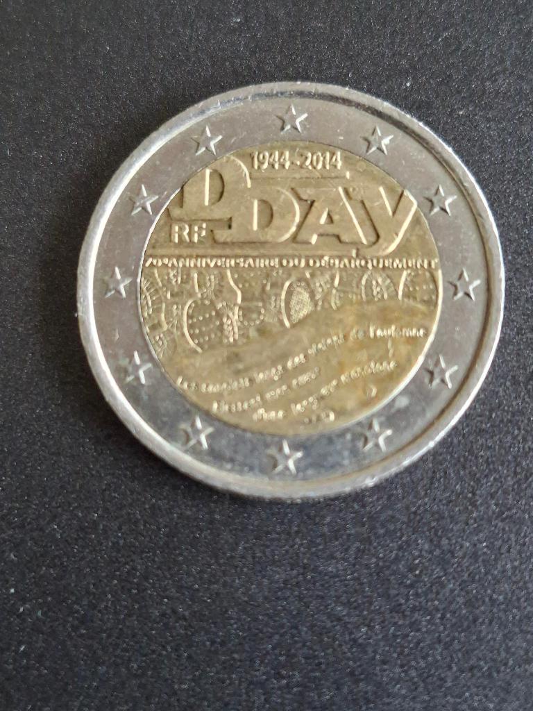 2014 Frankrijk 2 euro 70 jaar D-Day Normandië, Postzegels en Munten, Verzenden, Frankrijk, 2 euro, Losse munt