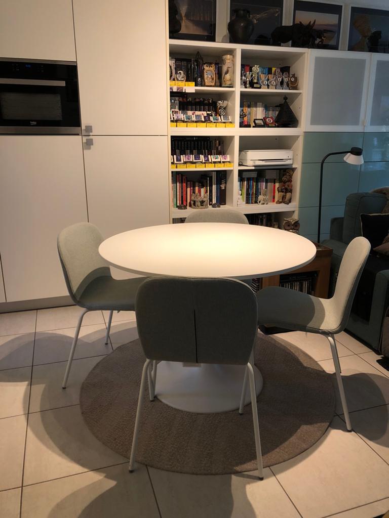Tafel, rond (103cm), wit, Huis en Inrichting, Tafels | Eettafels, Zo goed als nieuw, Rond, Ophalen