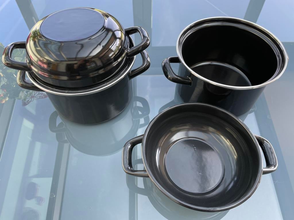 Set van 2 mosselpannen, 1,2 kg, Huis en Inrichting, Keuken | Potten en Pannen, Kookpan of Snelkookpan, Overige materialen, Ophalen of Verzenden