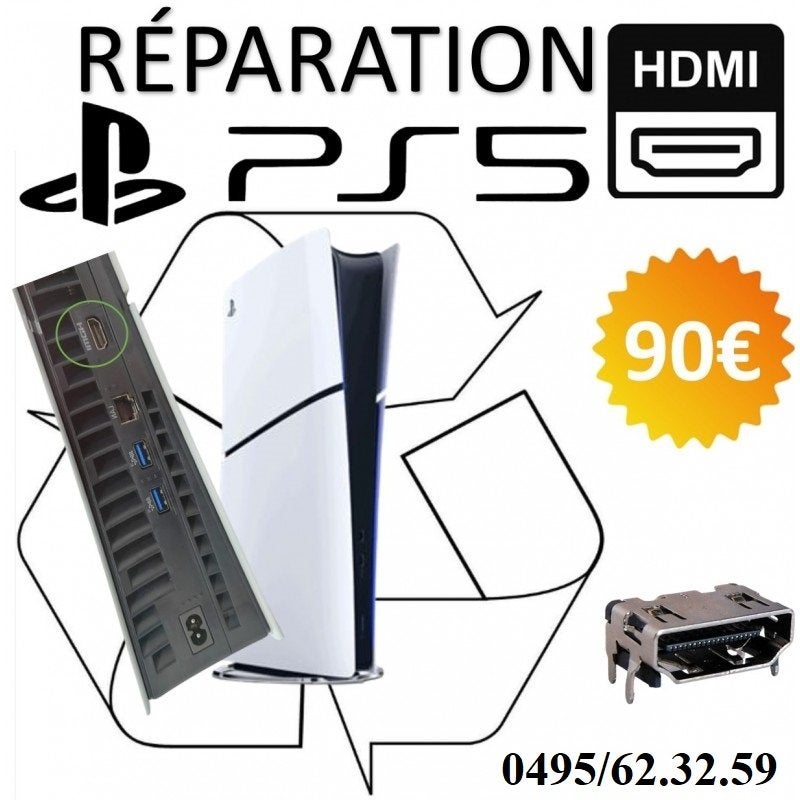 Réparation port HDMI PlayStation 5 / PS5 Pro / Ps5 Slim ..., Enlèvement, Neuf, À partir de 3 ans