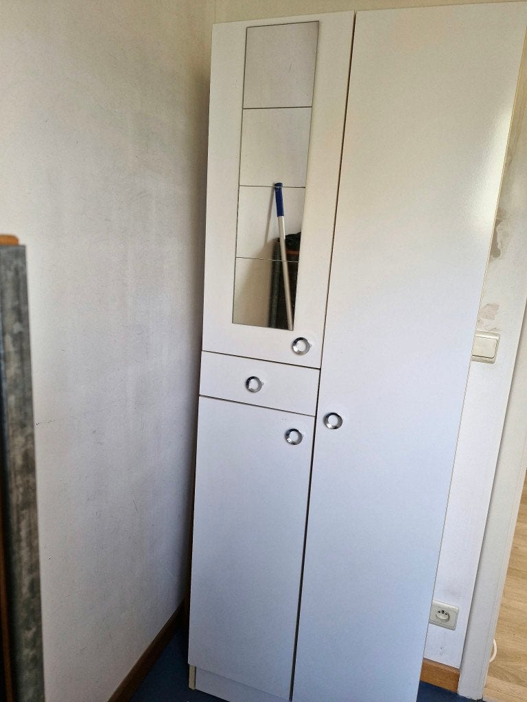 Armoire colonne de salle de bain blanche avec miroir, 25 à 50 cm, Armoire à miroir, Utilisé, 50 à 100 cm