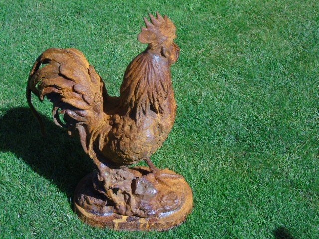 haan met reliëf groot model in roestig gietijzer., Ophalen, Nieuw