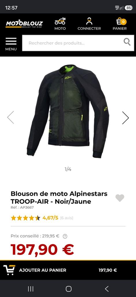 Veste moto Alpinestar été ventilée XL, Motos, Enlèvement