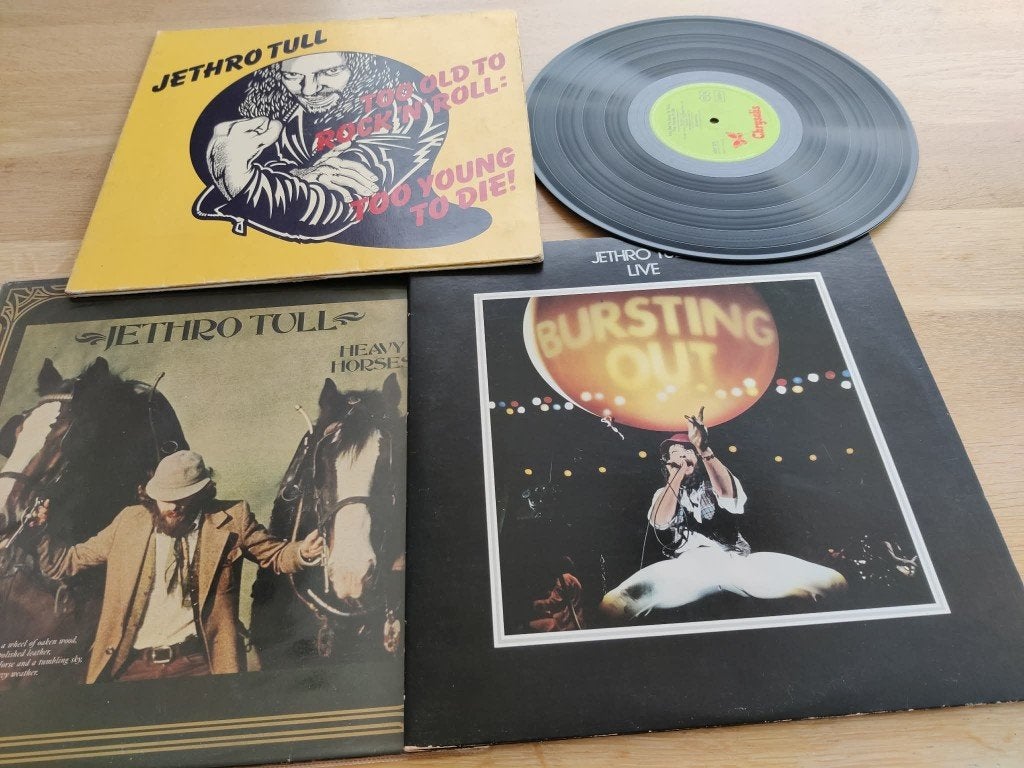 lot Jethro Tull (too old for rock'n'roll +2lp live bursting, CD & DVD, Vinyles | Rock, Enlèvement ou Envoi, LP