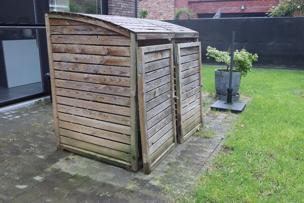 Buitenberging voor afval - hout, Ophalen, Gebruikt, Hout, Containerberging