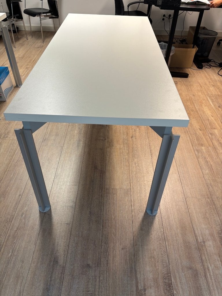 Modern bureau vergadertafel wit-grijs met metalen onderstel, Maison & Meubles, Bureaux, Autres marques, Bureau d'ordinateur, 180 cm