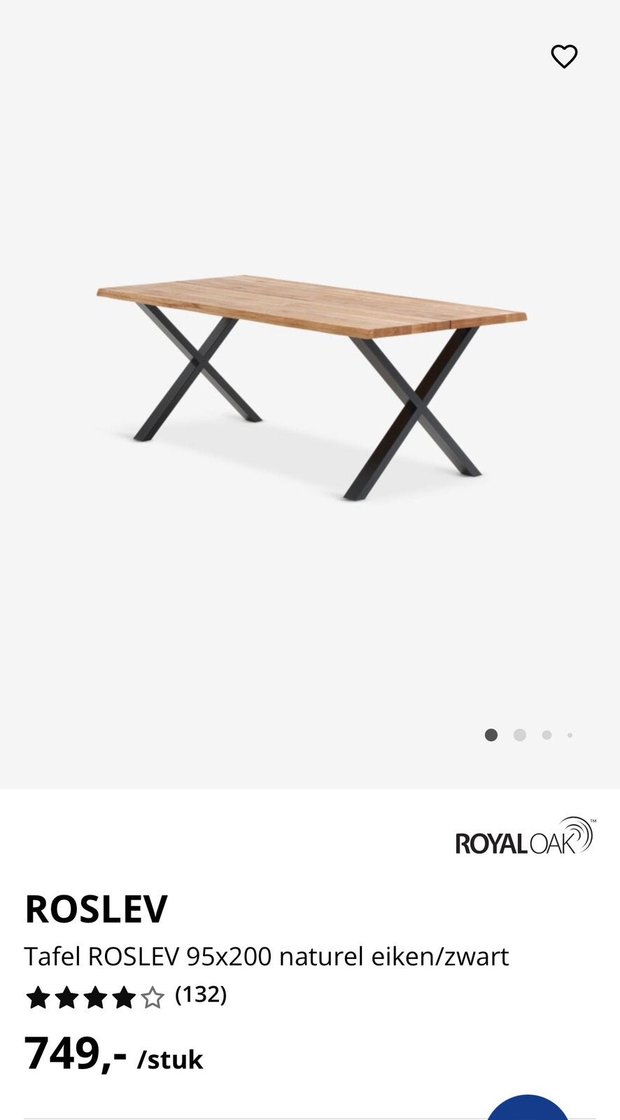 Royal oak roslev eettafel 200x90 cm, Huis en Inrichting, Tafels | Eettafels, Ophalen, Zo goed als nieuw