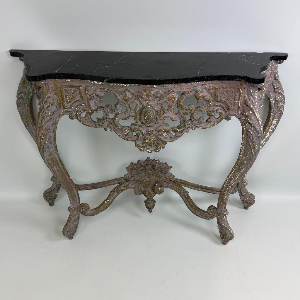 Console Louis XV avec plateau en marbre noir, Enlèvement ou Envoi