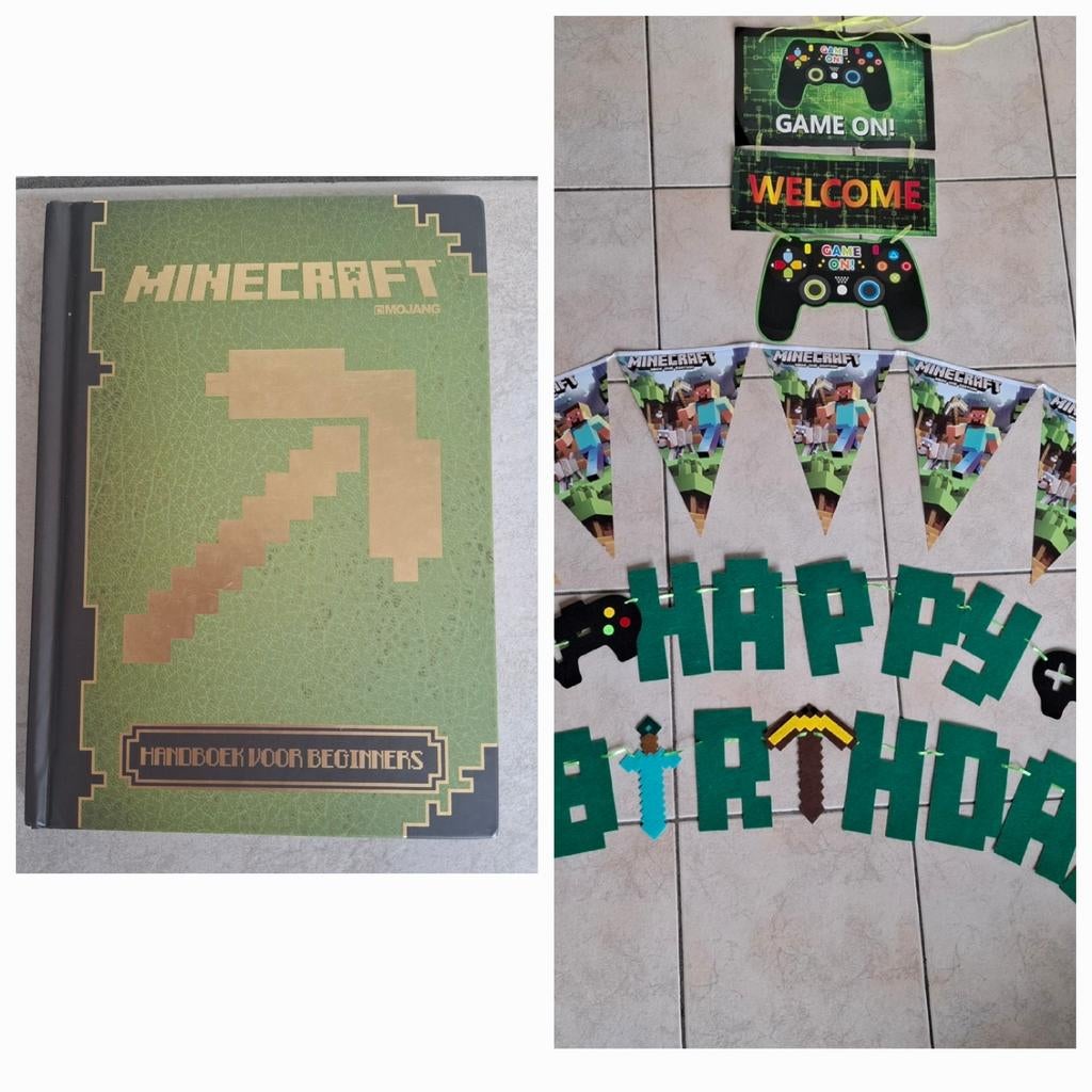 Boek Minecraft en versiering verjaardag (zie foto's), Ophalen of Verzenden, Zo goed als nieuw, Fictie algemeen