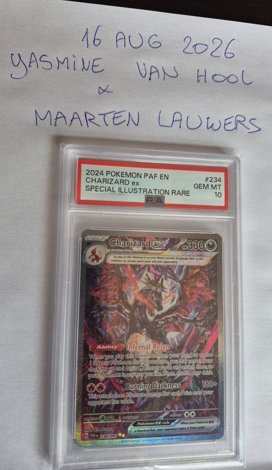 PSA 10 GEM MT Charizard ex #234 PAF 234/091, Hobby en Vrije tijd, Verzamelkaartspellen | Pokémon, Ophalen, Nieuw, Losse kaart