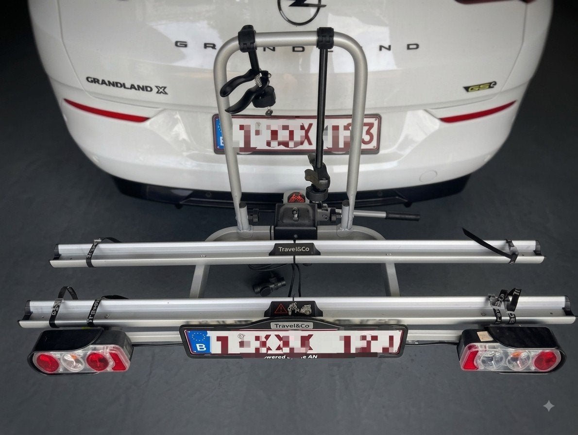 fietsenrek voor 2 elektrische fietsen (60 kg), Auto diversen, Fietsendragers, Ophalen, Gebruikt, 2 fietsen, Trekhaakdrager