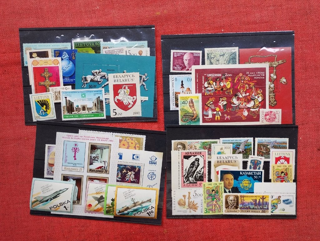 Klein lot Belarus, Kazachstan e.a., 40 postzegels, 5 blokken, Timbres & Monnaies, Envoi, Pologne