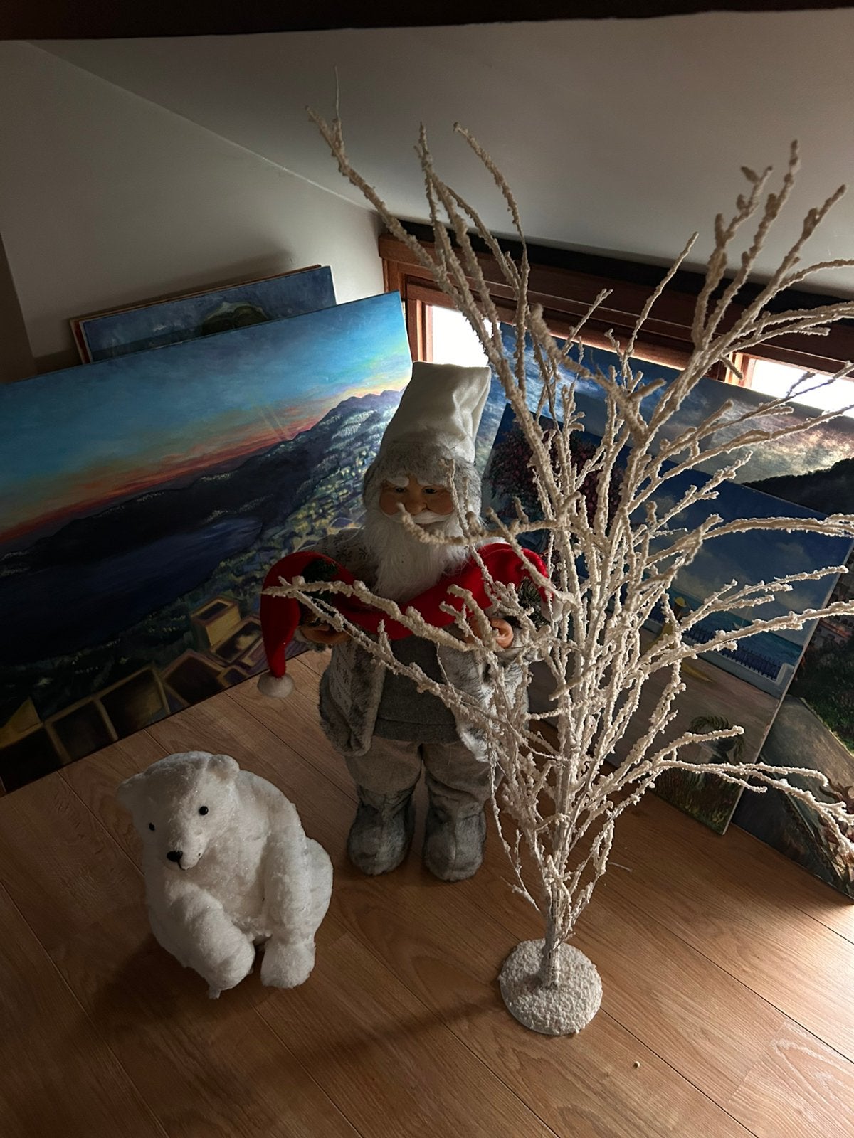 Complete Kerstdecoratieset – Kerstman, ijsbeer en sneeuwboom, Ophalen, Zo goed als nieuw