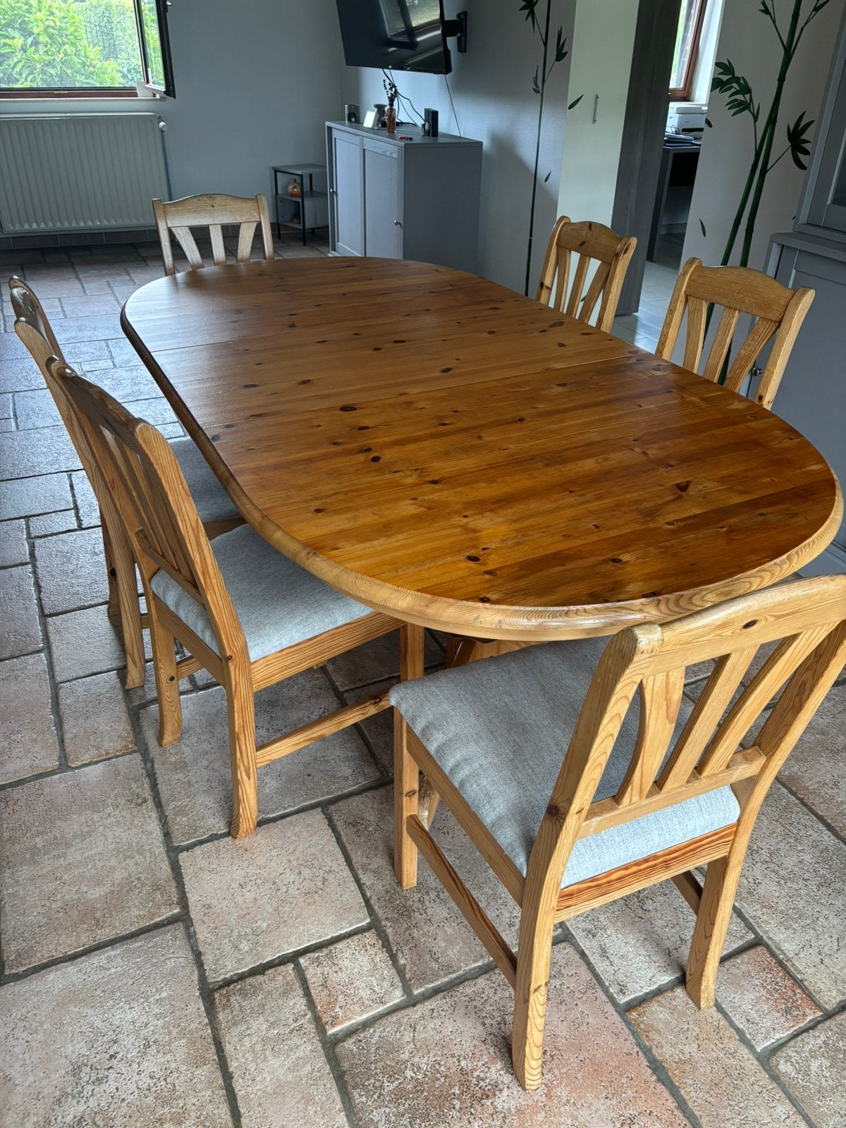 Table et chaise en sapin massif, Maison & Meubles, Enlèvement, Utilisé
