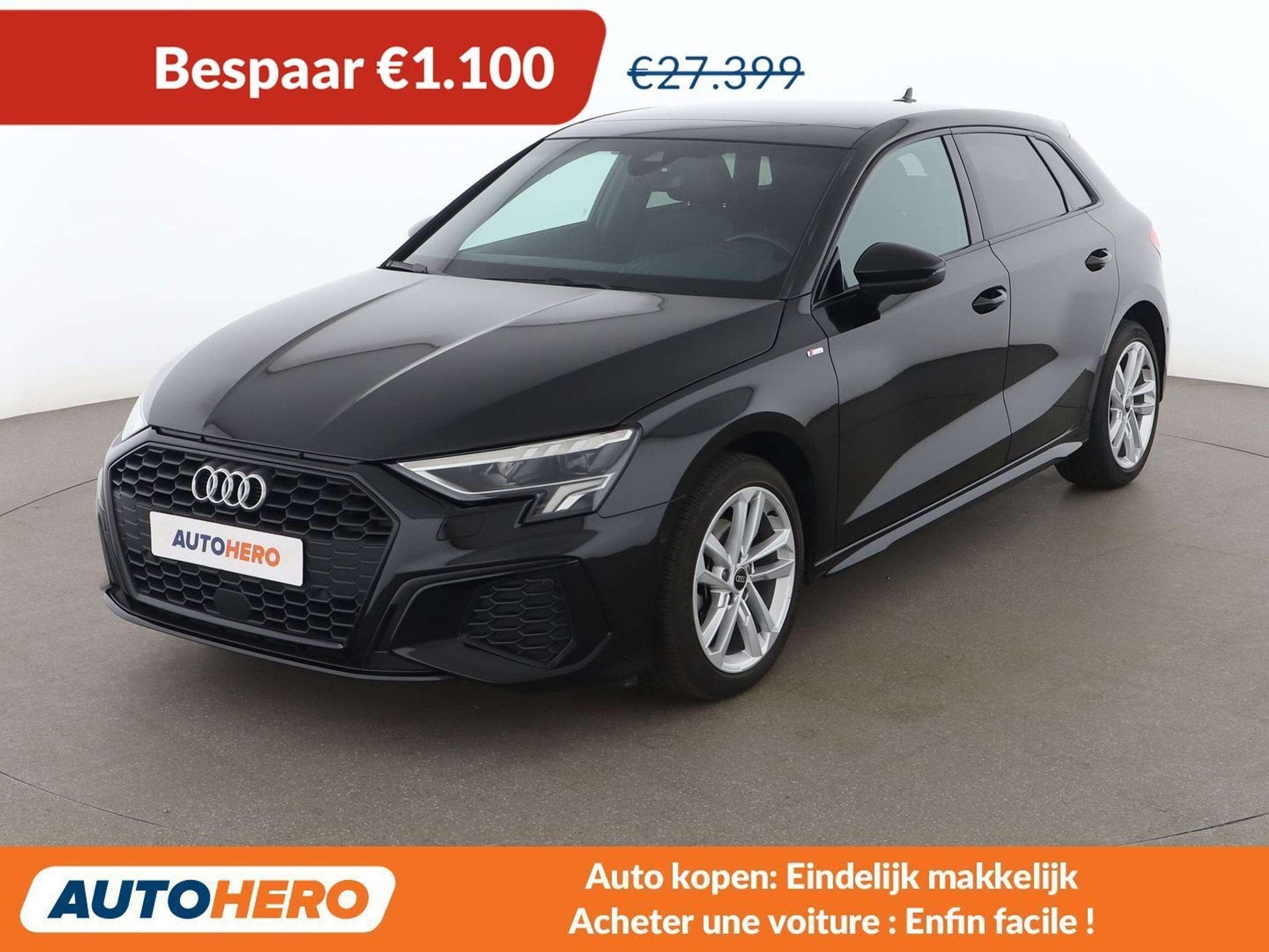 Audi A3 30 TFSI Mild-Hybrid S line (bj 2024, automaat), Gebruikt, Zwart, Leder, 5 deurs