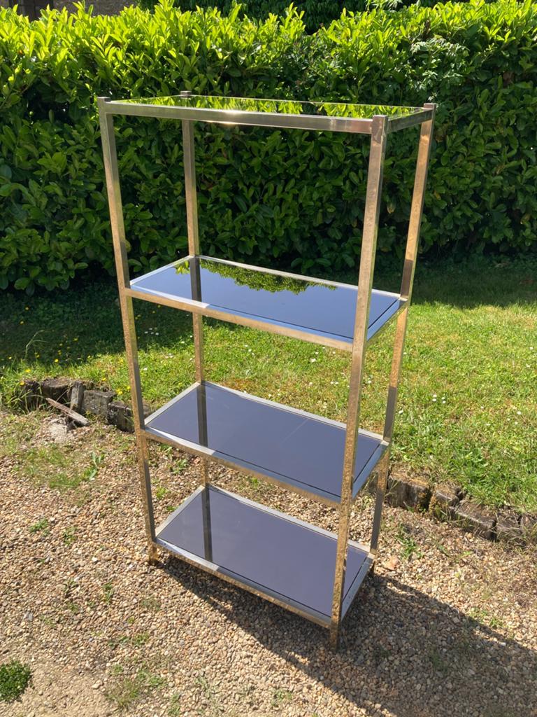 Étagère métal doré vintage design 70-80’s Hollywood Regency, Maison & Meubles, Enlèvement, Utilisé
