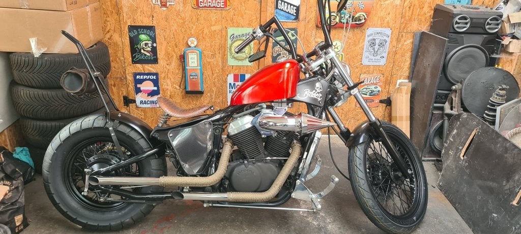 honda shadow 600 "bobber" avec contrôle technique!, Motos, 600 cm³, Chopper, 2 cylindres, Permis Moto A2 minimum