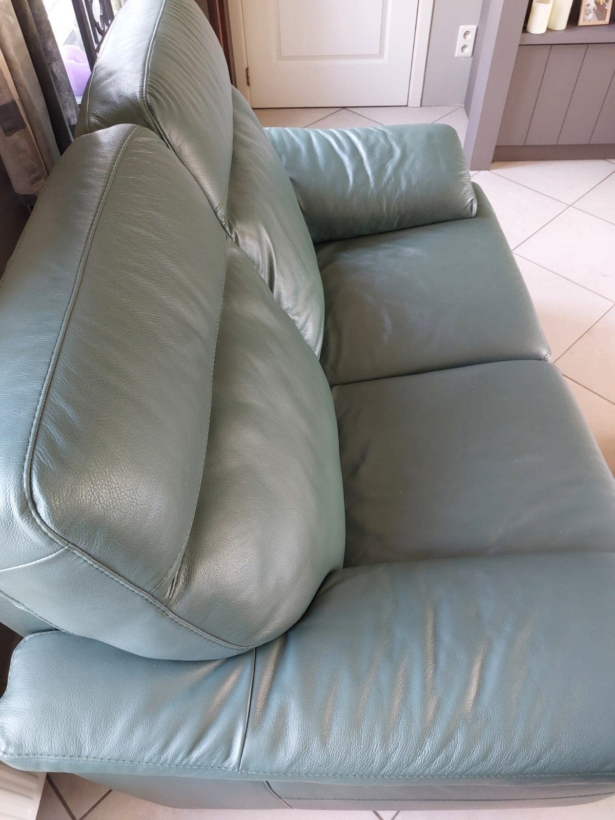 Natuzzi Editions 2-zitsbank – echt olijfgroen leder, Huis en Inrichting, Ophalen