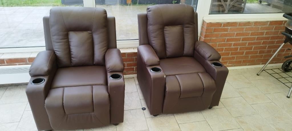 Panana Fauteuil Relax en Simili Cuir Marron - Relax - cinéma, Enlèvement, Utilisé, Cuir