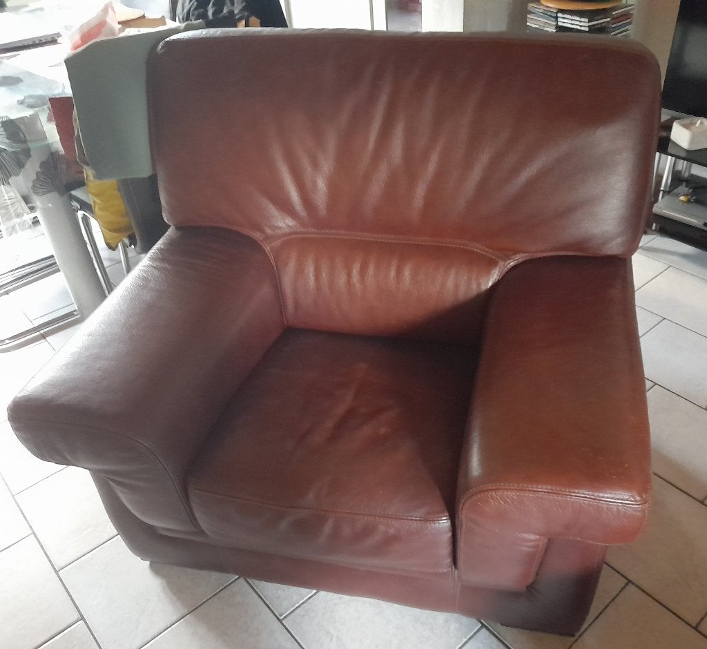 Fauteuil 1 grande place en cuir impeccable, Maison & Meubles, 75 à 100 cm, Comme neuf, Enlèvement, Cuir