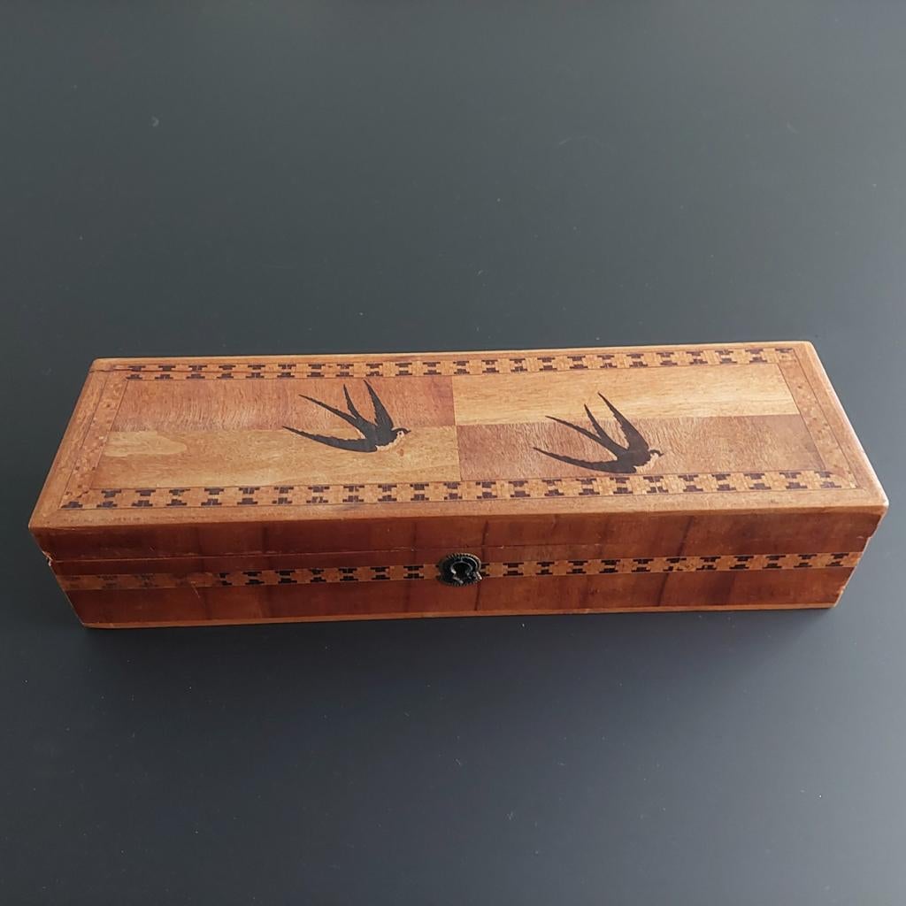 Belle ancienne boîte en bois, boîte à bijoux, boîte à crayon, Maison & Meubles, Enlèvement