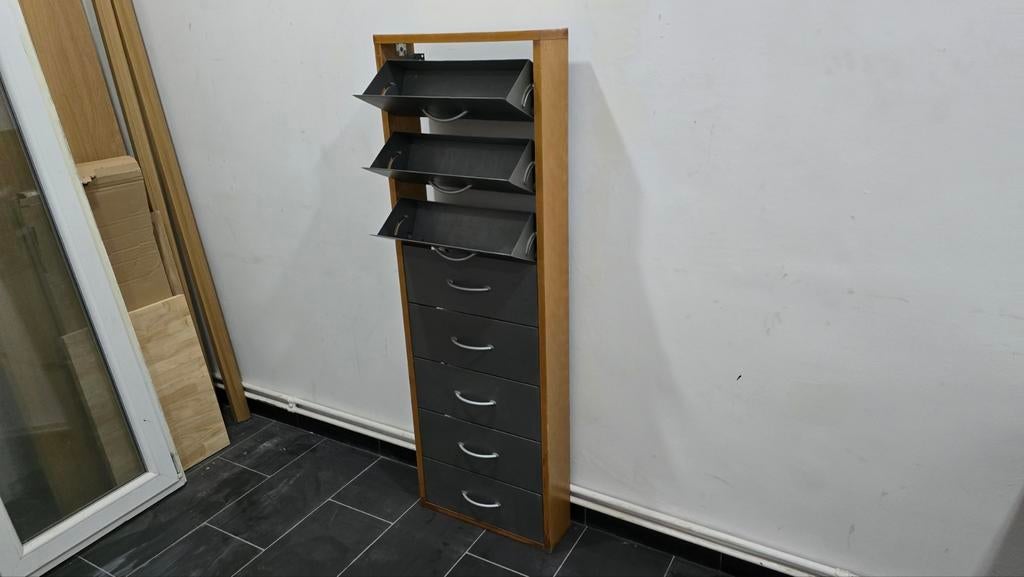 schoenenkast met 9 laden van hout en massief metaal t, Ophalen of Verzenden, Hout