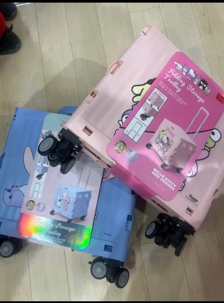 2x Opvouwbare Storage Trolley (Hello Kitty & Stitch), 30 cm of meer, Minder dan 40 cm, Nieuw, Roze