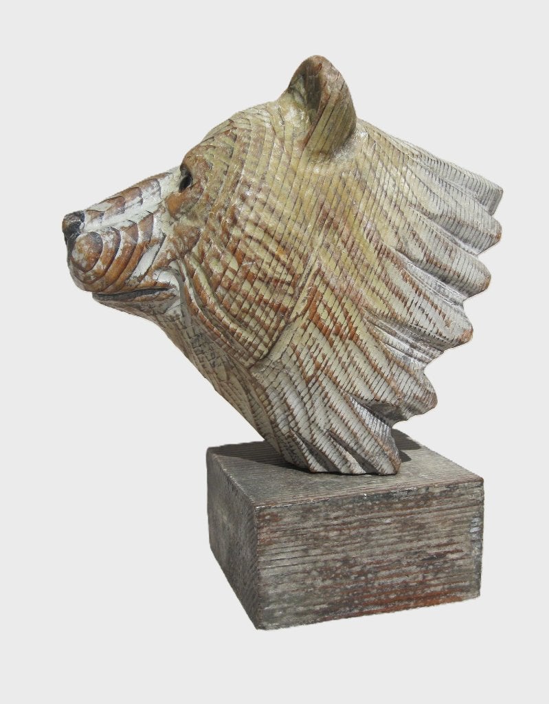 Houten berenkop - bord sculptuur - egel zwarte woud., Ophalen, Hout, Beeld