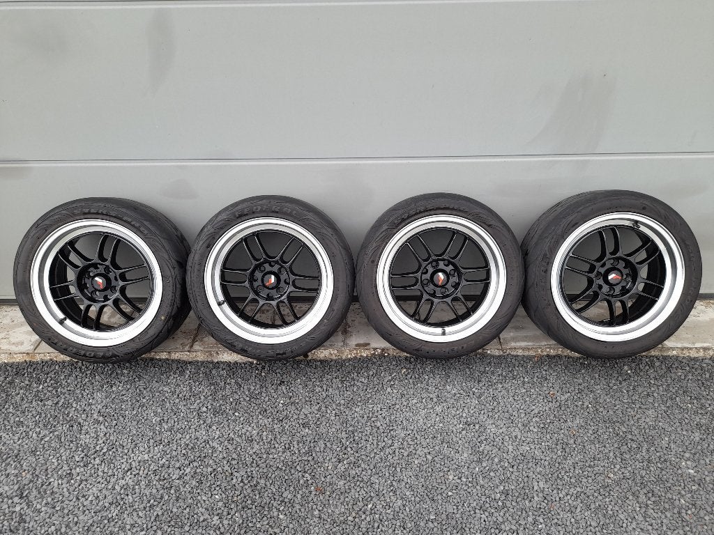 LITEWEIGHT Velgen JR7 7x16 4x100 met Semi-slick 205/45 r16, Pneus et Jantes, 16 pouces, Véhicule de tourisme, Pneus été