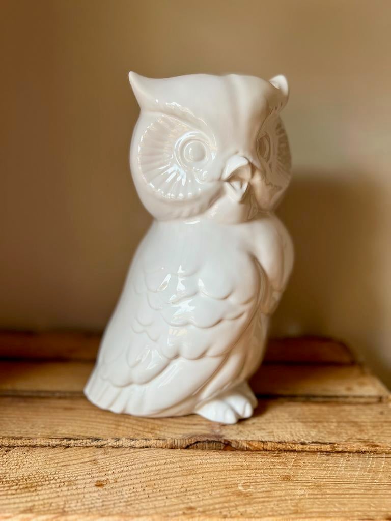 Vintage keramiek XL beeld uil retro vogel mid century, Verzenden, Zo goed als nieuw, Dier