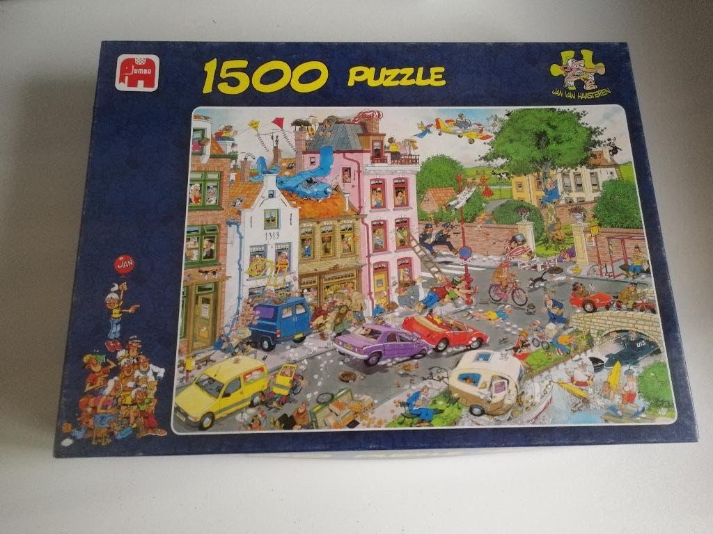 Puzzel Jumbo 1500 Jan Van Haasteren vrijdag de 13de, Ophalen of Verzenden, 500 t/m 1500 stukjes, Gebruikt, Legpuzzel