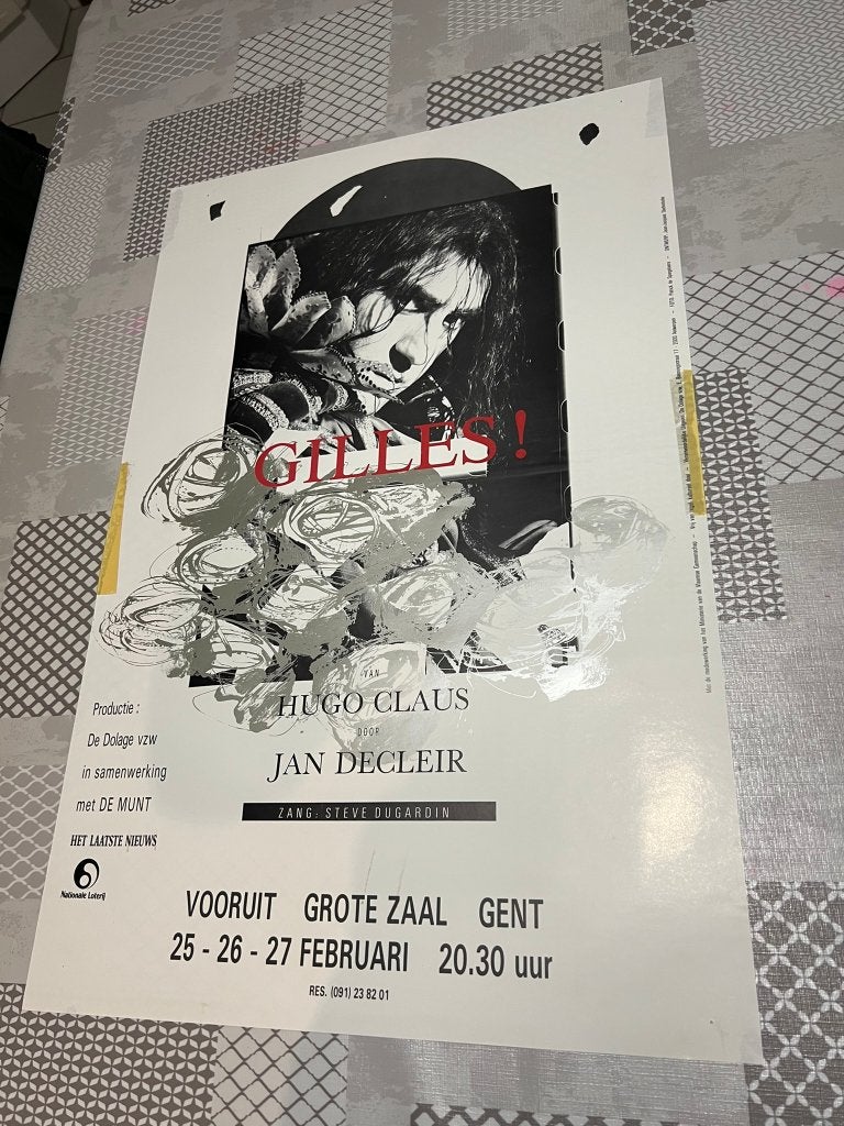 Vintage Poster Gilles! van Hugo Claus, Deurposter of groter, Ophalen of Verzenden, Reclame, Rechthoekig Staand