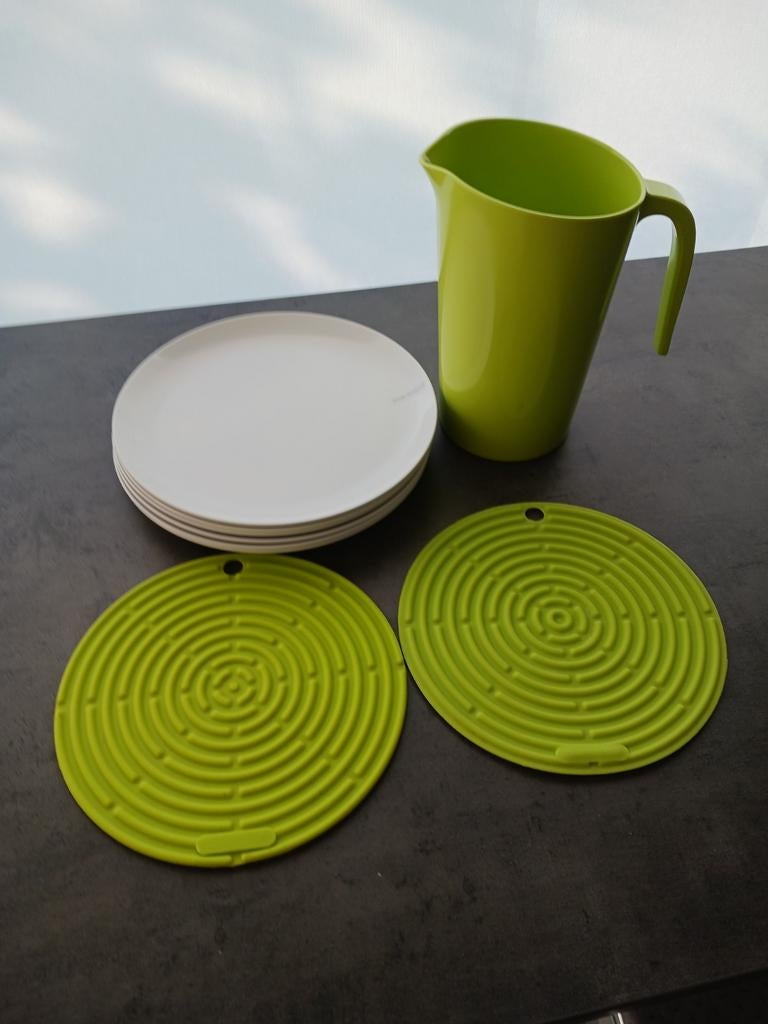 Caravanaccessoires (wit + groen) te koop., Caravans en Kamperen, Caravanaccessoires, Ophalen, Zo goed als nieuw