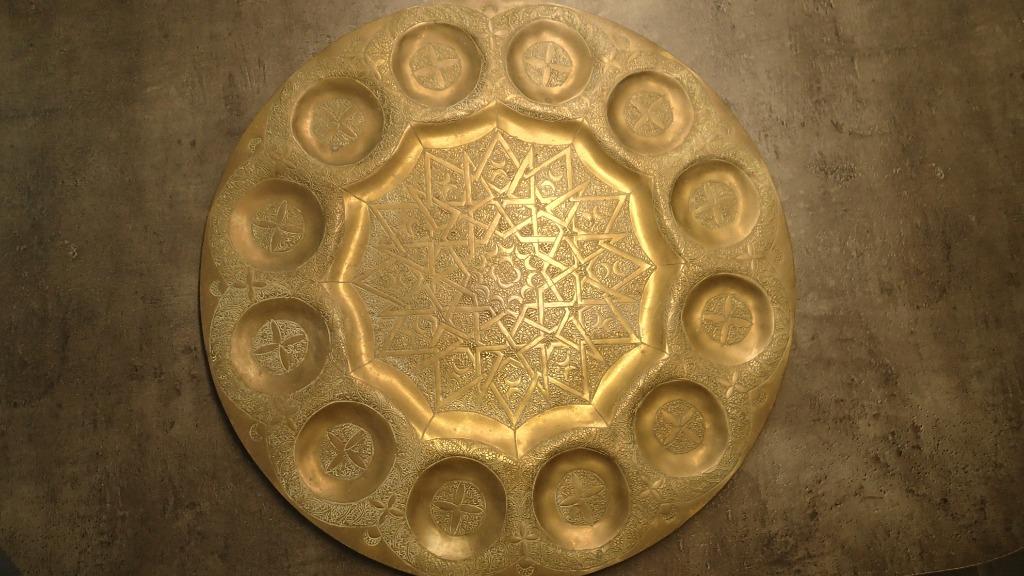 Plateau Marocain pour servir le thé en cuivre > 60 ans, Maison & Meubles, Enlèvement ou Envoi, Comme neuf, Rond, Métal