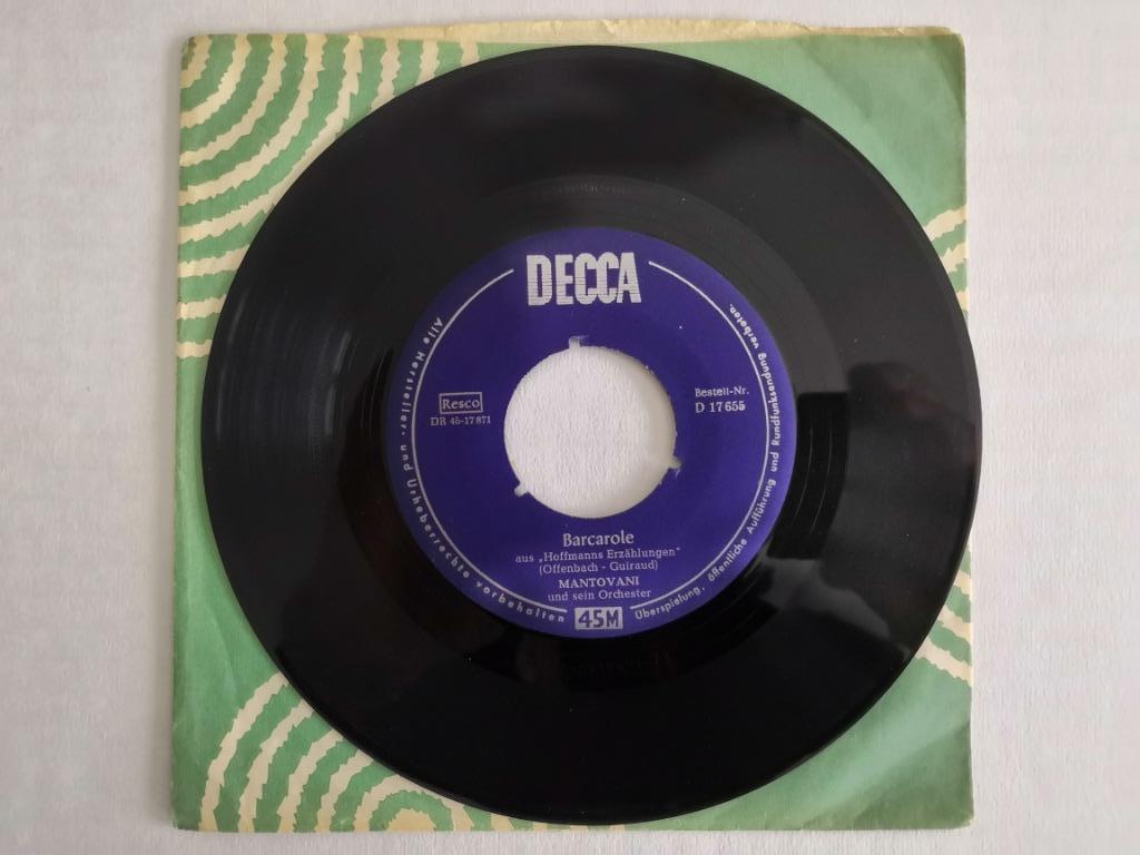 MANTOVANI & his ORCHESTRA - Barcarole (45t), Ophalen of Verzenden, Zo goed als nieuw, Pop