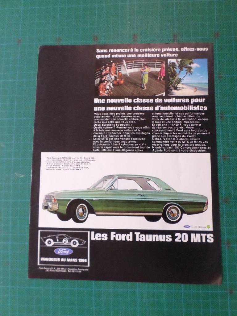 Ford taunus 20M TS - publicité papier - 1967, Ophalen of Verzenden, Gebruikt, Overige typen