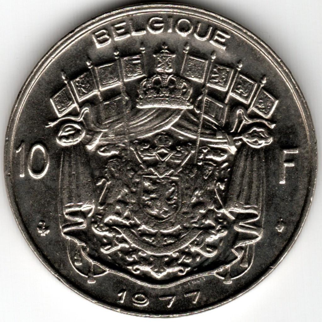 Belgique : 10 Francs 1977 French Morin 774 Ref 16303, Enlèvement ou Envoi, Métal, Monnaie en vrac