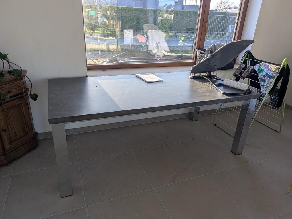 Grote eettafel Perfecta betonlook 200x100x75, Ophalen