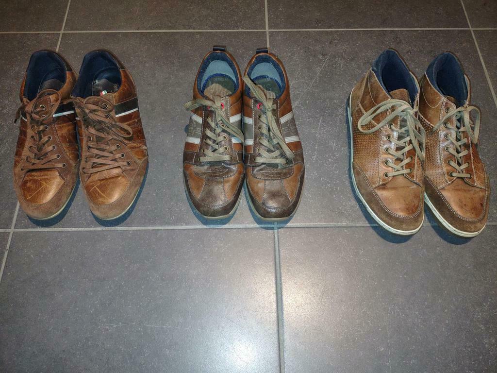 bruine herenschoenen - maat 46, Vêtements | Hommes, Chaussures, Comme neuf, Brun, Enlèvement, Baskets