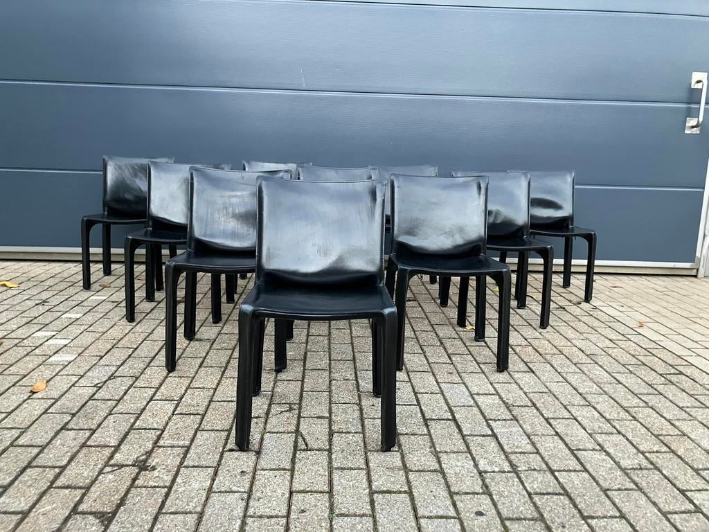 8x Cassina Cab chair Mario Bellini Zwart Tuigleder, Huis en Inrichting, Ophalen of Verzenden, Sede artifort b&b italia knoll vitra togo eames møller wegner