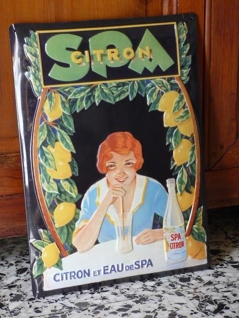 Metalen reclamebord Spa Citron / Spa Monopole, Verzamelen, Ophalen of Verzenden, Reclamebord