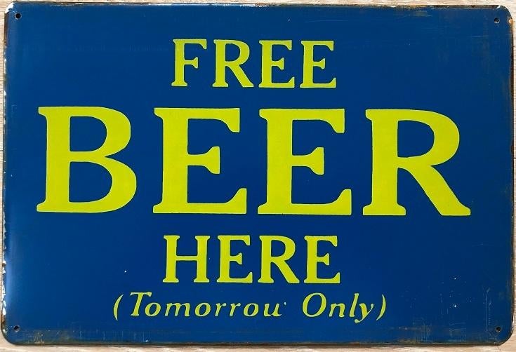 Metalen rusty-old vintage look wandplaat man cave humor bier, Ophalen of Verzenden, Nieuw