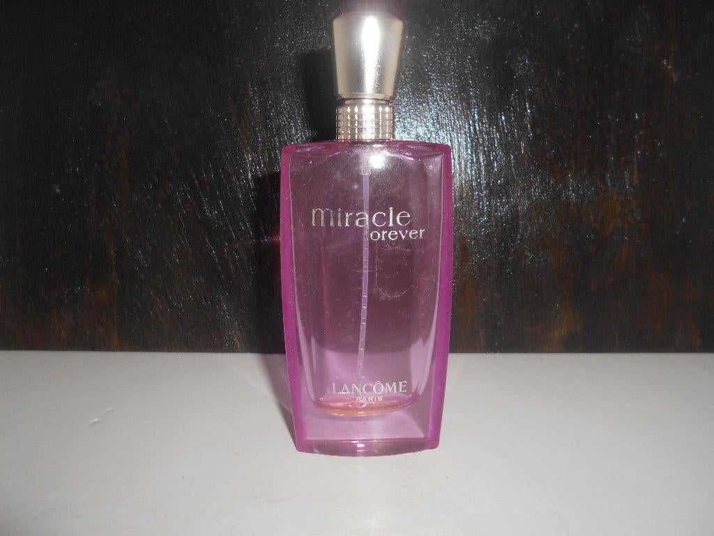 ancien flacon vide rose Eau de parfum Miracle for ever 50 ml, Enlèvement ou Envoi, Utilisé, Bouteille de parfum