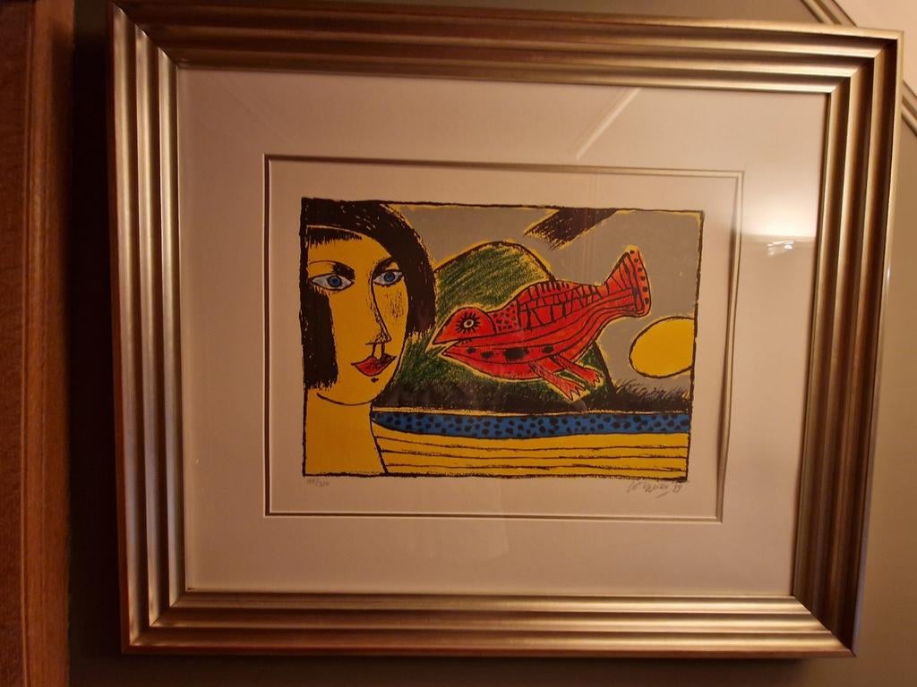 Corneille " Vrouw met Vogel ", Antiek en Kunst, Ophalen of Verzenden