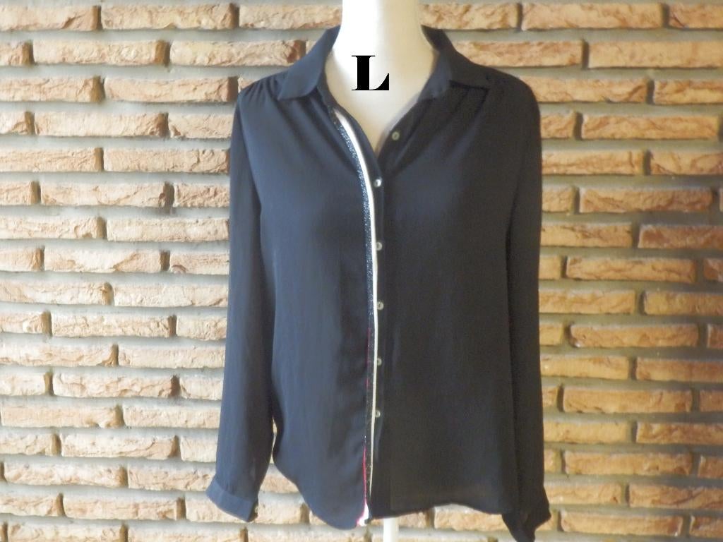 (58) - chemisier femme t.L noir - it hippie -, Kleding | Dames, Blouses en Tunieken, Zo goed als nieuw, Maat 38/40 (M), Zwart