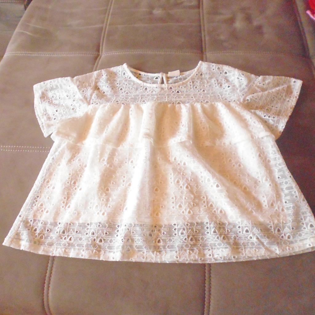 wit broderie bloesje korte mouw m164, Enfants & Bébés, Vêtements enfant | Taille 164, Enlèvement ou Envoi, Chemise ou Chemisier