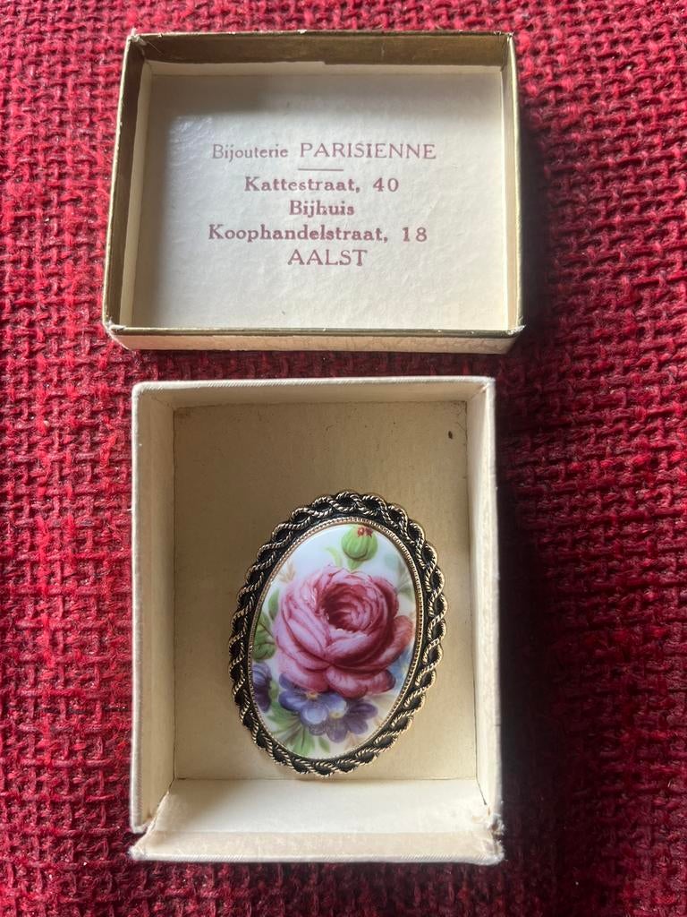 Vintage juweel broche in doosje Parisienne Aalst, Enlèvement, Comme neuf